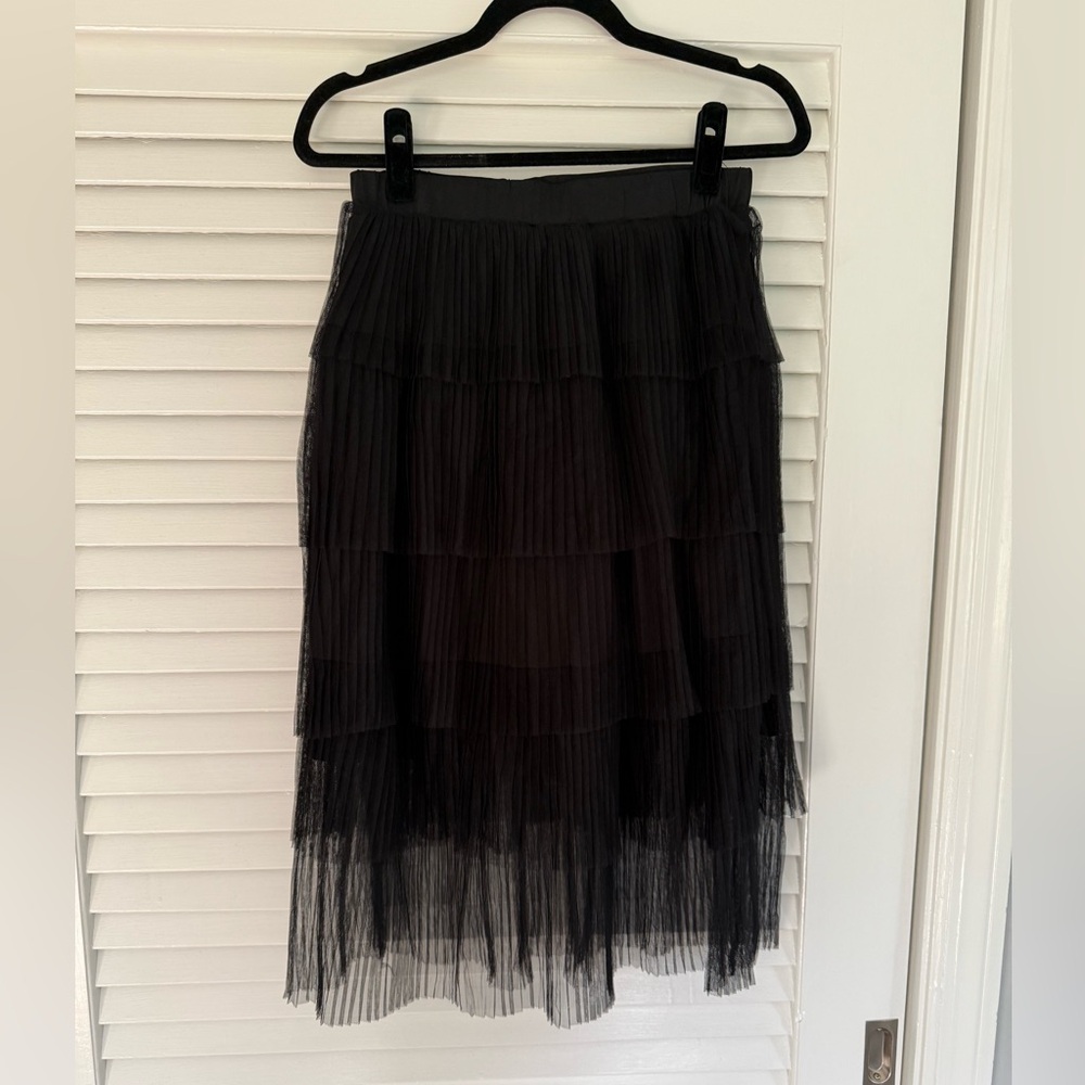 Lord & Taylor Design Lab black tiered tulle midi skirt size M perfect condition